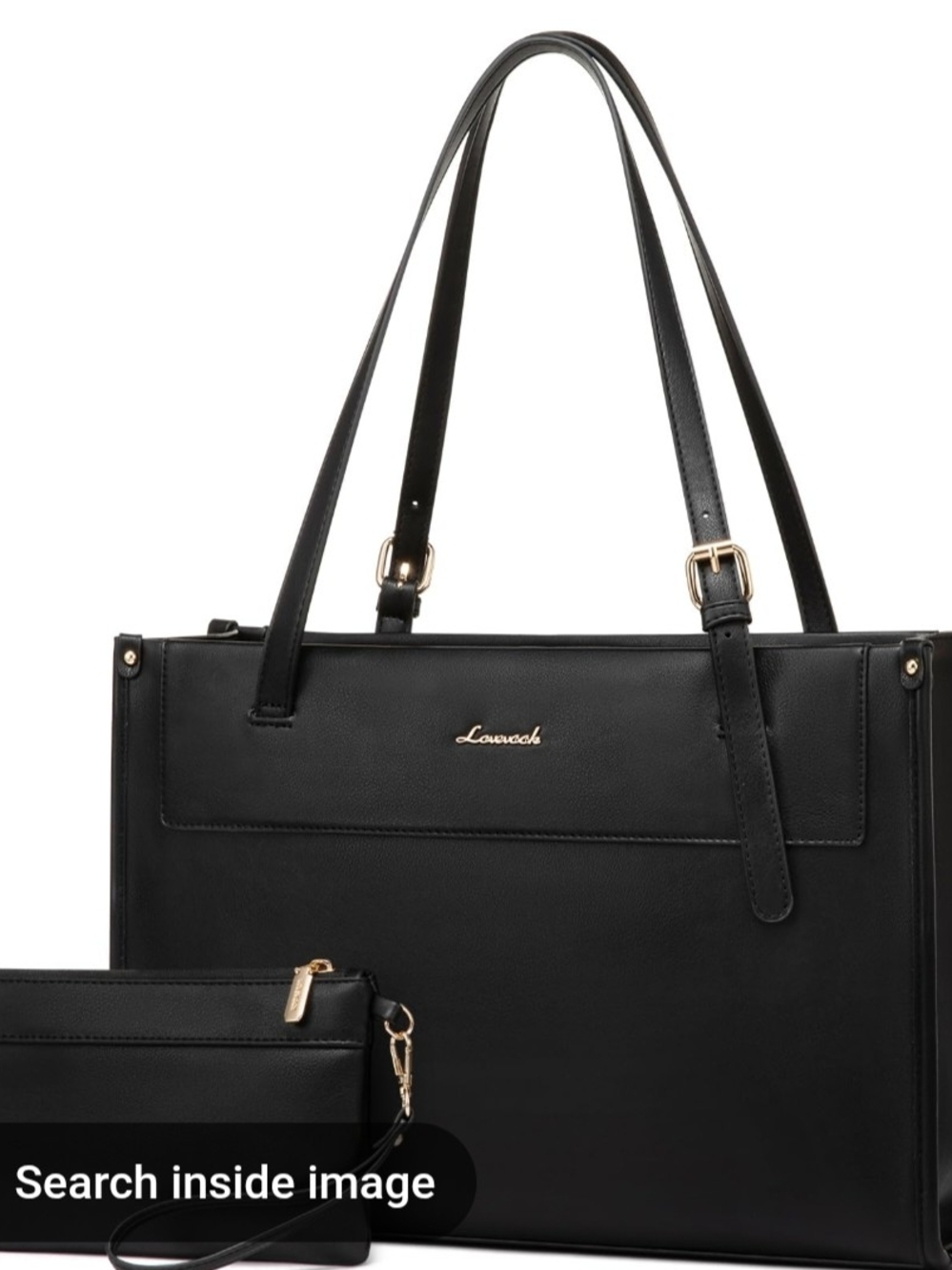 Loweck Black Structured Tote with Matching Wristlet